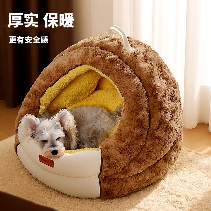 Hoopet canil inverno engrossado inverno quente Semi-fechado canil pequeno cão Pet esteira inverno cão dormir ninho