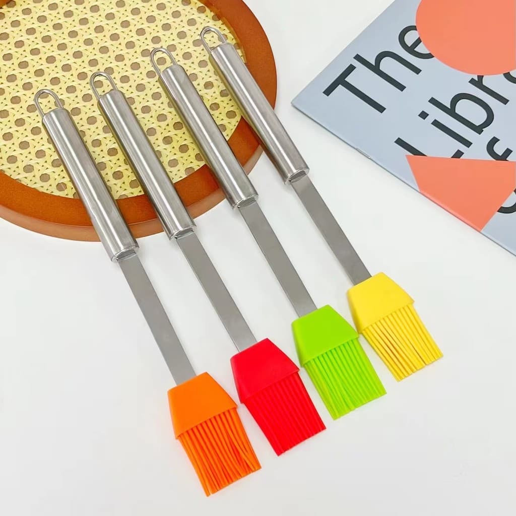 Punho de aço inoxidável escova de óleo de qualidade alimentar cozinha panqueca churrasco escova resistente a altas tempe