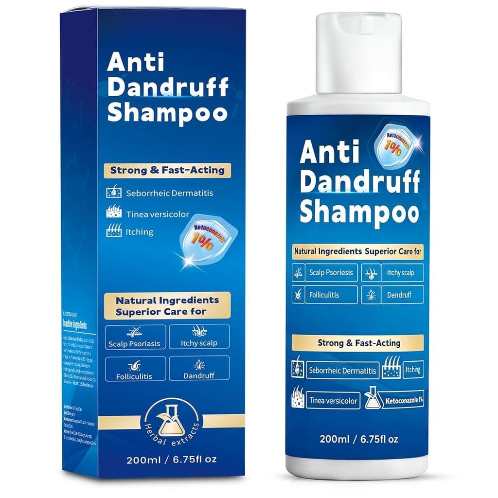 Shampoo Anticaspa com 1% de Ketoconazol, Tratamento para Couro Cabeludo com Dermatite Seborreica e Sintomas de Psoríase,