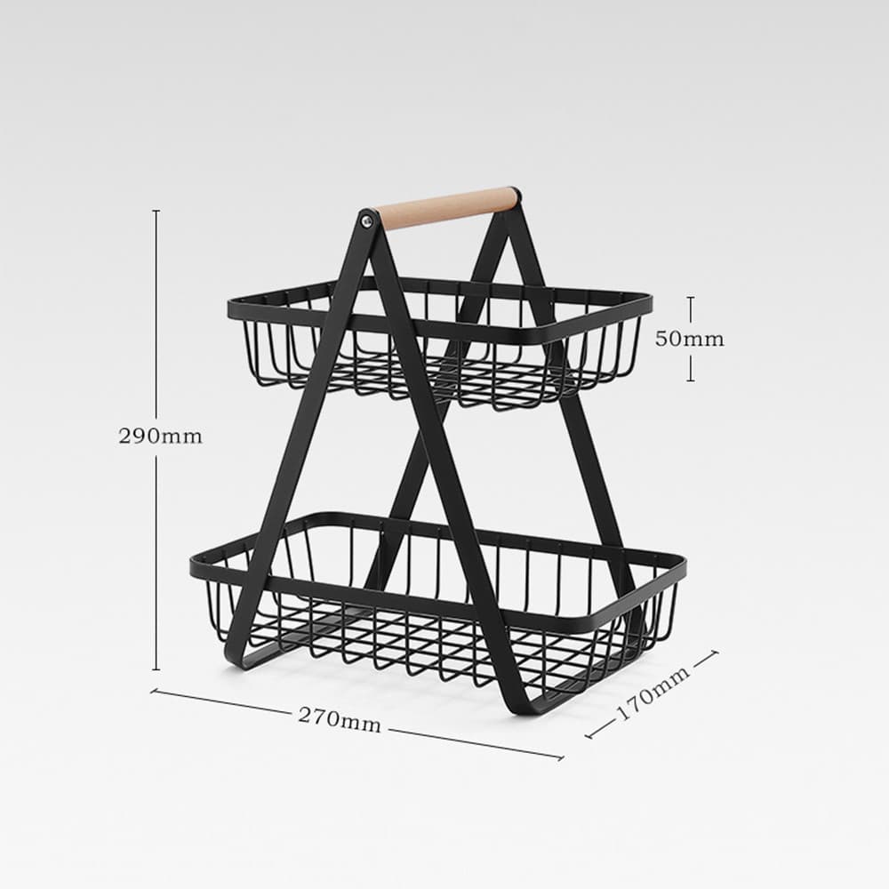 Cesta de frutas de 2 camadas, suporte de armazenamento de fio de metal para acampamento, legumes, lanches, expositor