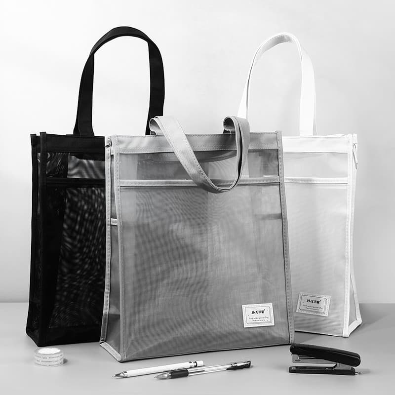 Bolsa de arquivo transparente de gaze de camada dupla Bolsa de papelaria para exame do ensino médio Tipo com zíper Estil