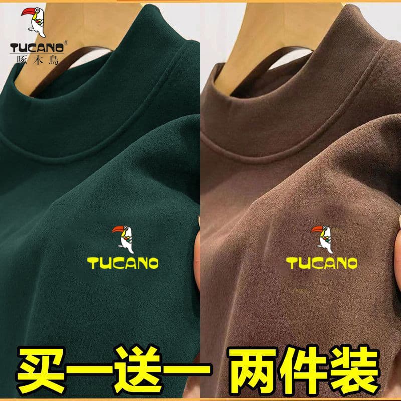 Woodpecker moletom masculino 2025 outono inverno novo estilo masculino de manga comprida camiseta meia gola alta alemão