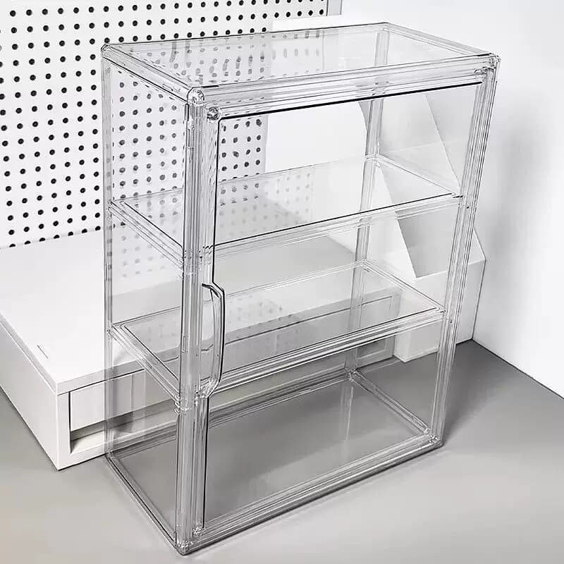 Armário de exibição acrílico transparente magnético Multi-camada feito à mão boneca caixa de armazenamento de grande cap