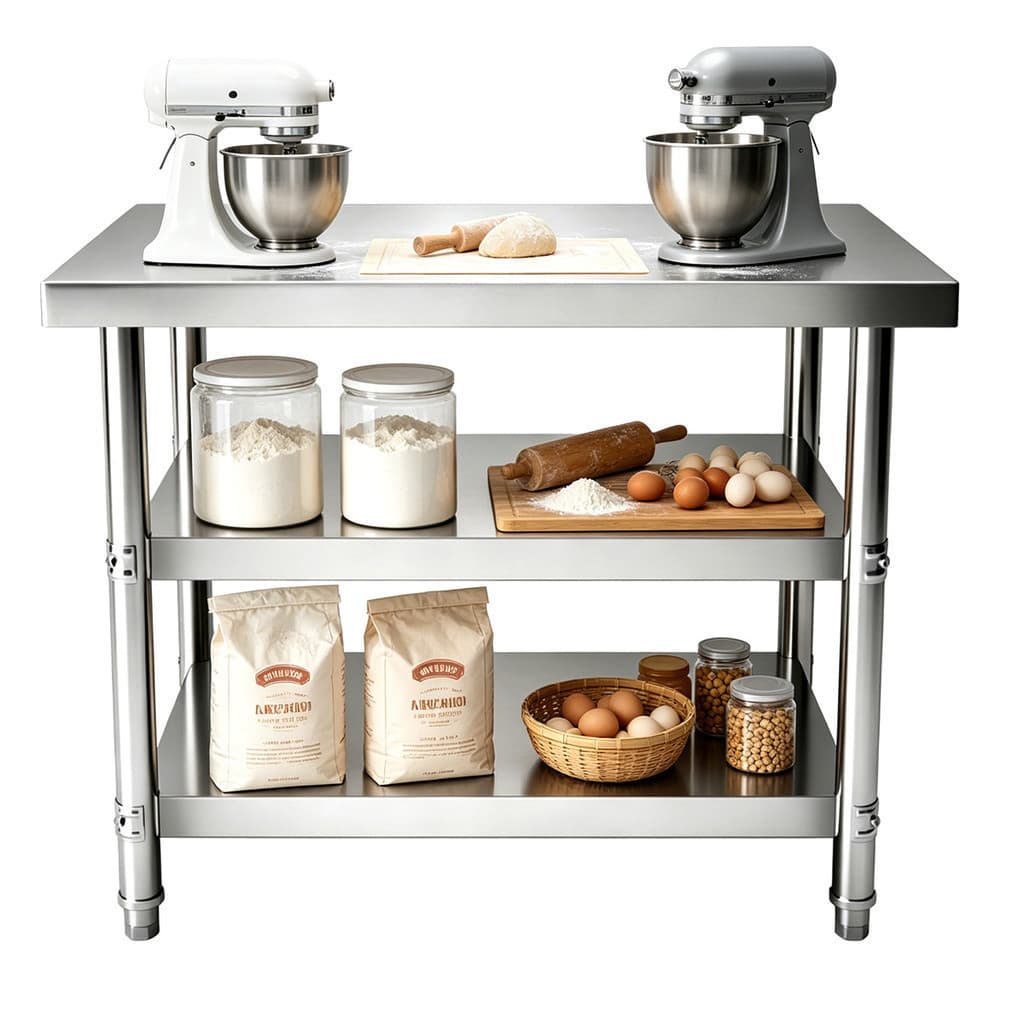 Mesa Inox Bancada 3 Prateleiras Inoxidavel Cozinha Robusta Mesa Inox 0,9x0,5x0,8 Bancada Manipulação Cozinha Indutrial