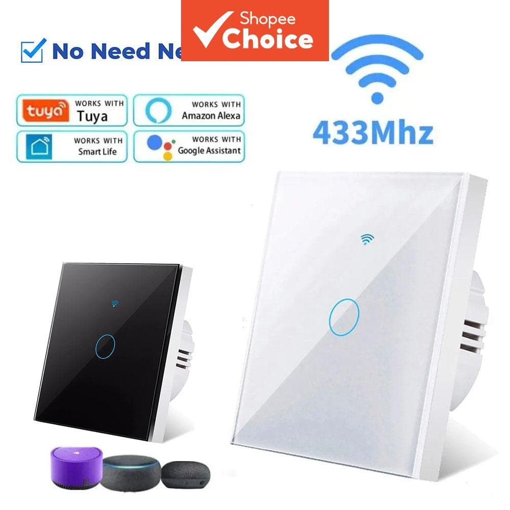Interruptor Inteligente Axus Para Tuya smart light switch EU WiFi Glass Touch Panel 1/2/3 Gang Funciona Com Alexa E Home
