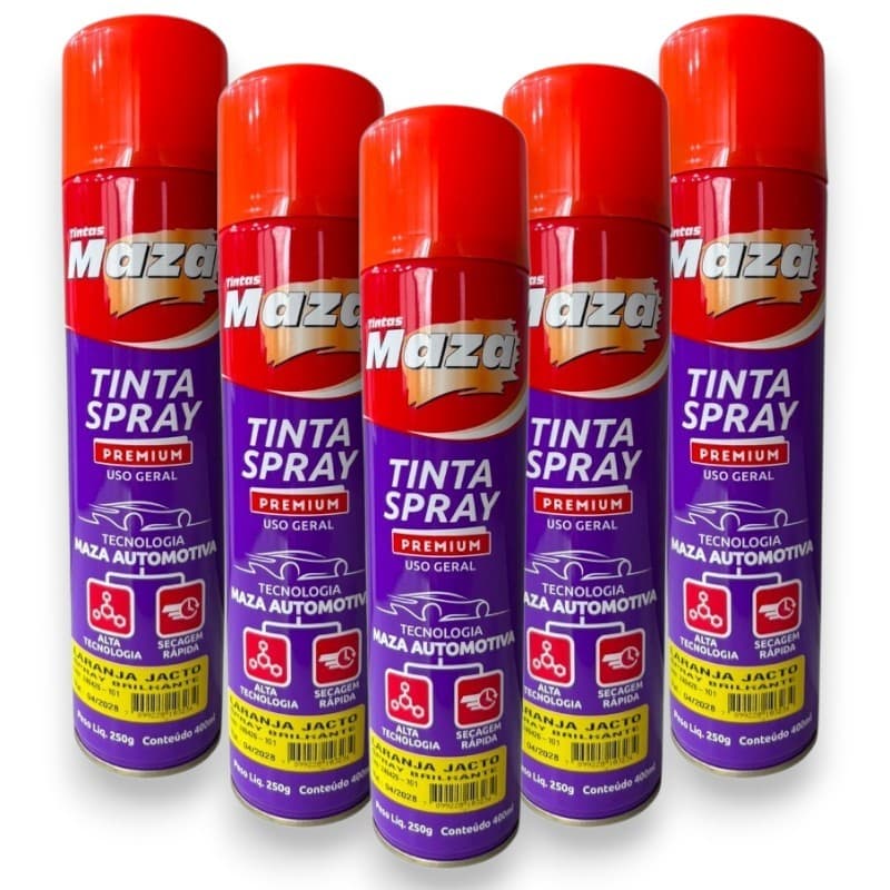 KIT 5 TINTAS USO GERAL MAZA COR LARANJA JACTO 400ML
