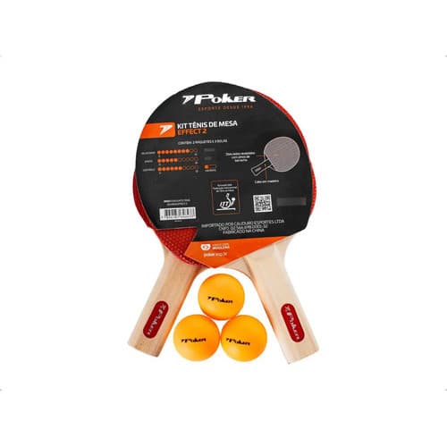 Kit Tênis De Mesa Ping Pong 2 Raquetes + 3 Bolas Poker Nfe