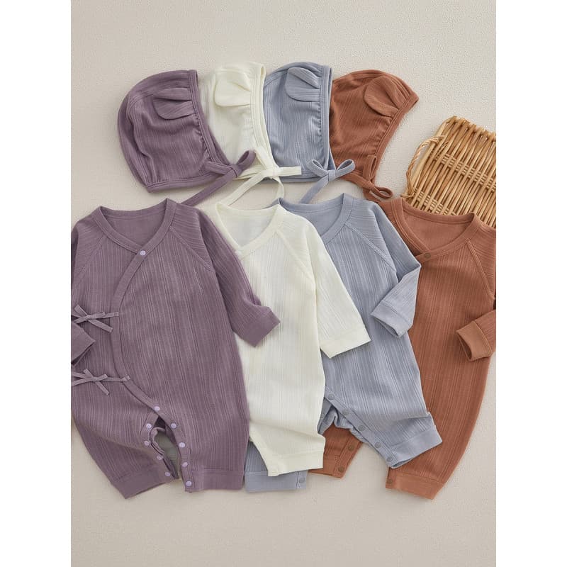 [Base de primavera outono inverno] Macacão de bebê de algodão puro confortável Jacquard macacão quatro estações recém-na