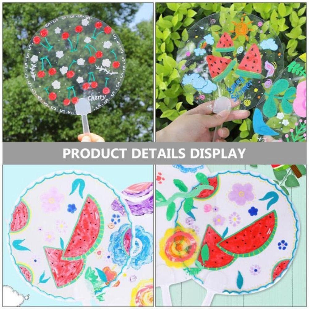 Leques De Mão Transparentes , Artesanato Fofo Ventilador Em Branco DIY , Portátil De Grafite Infantil