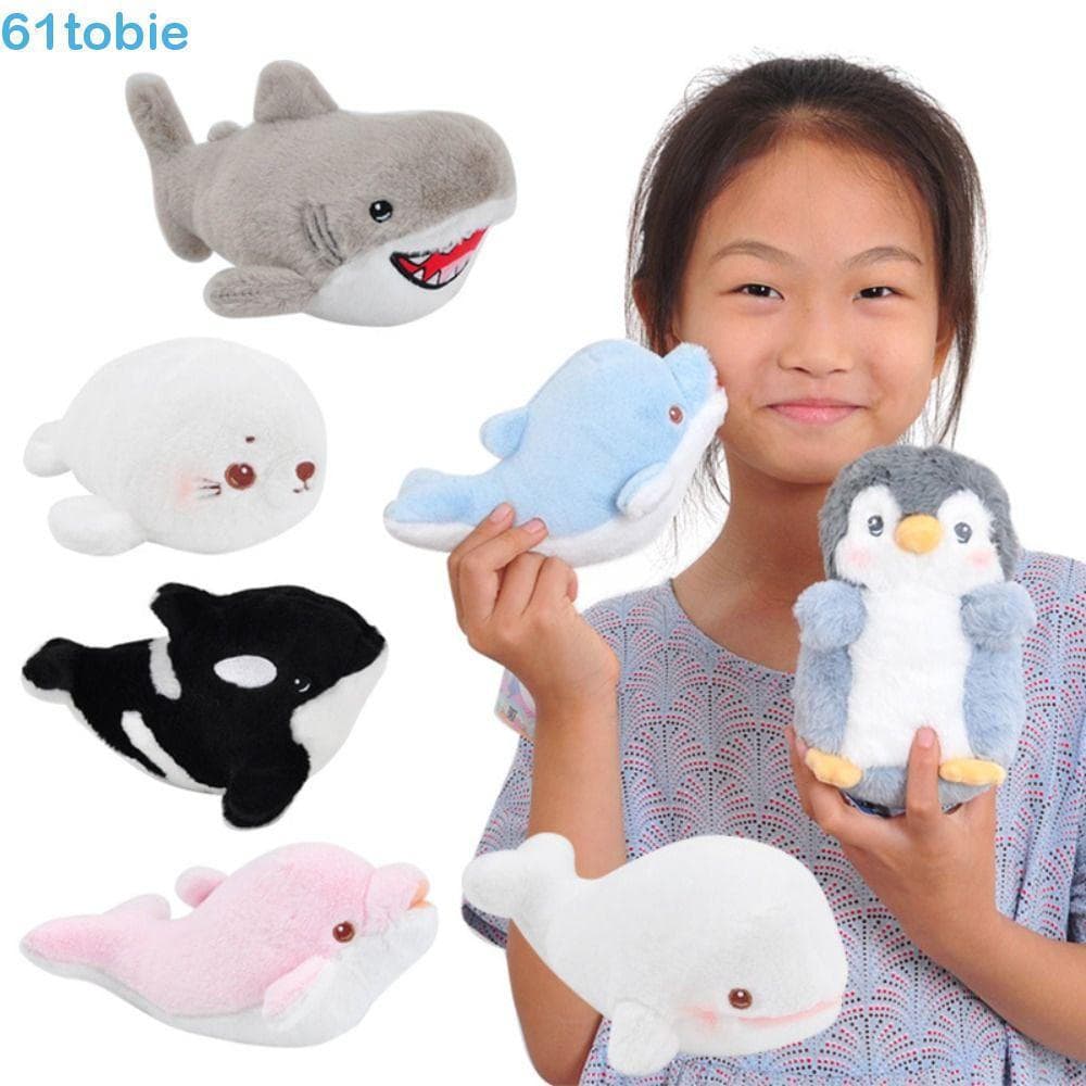 TOBIE Tubarão Golfinho Pelúcia , Animais Do Oceano Aquário Pinguim Boneca , Som De Imprensa Kawaii Dos Desenhos Animados