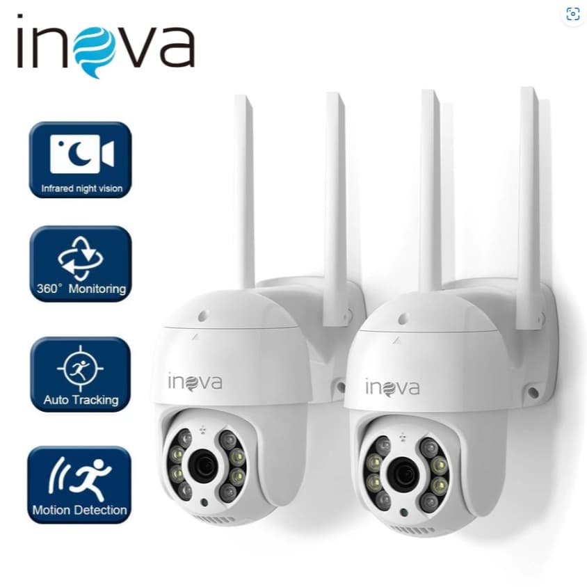 INOVA Câmera de segurança a Prova D'água sem fio gira 360° HD 1080P IP66 APP ICSee e Yoosee 110-220V
