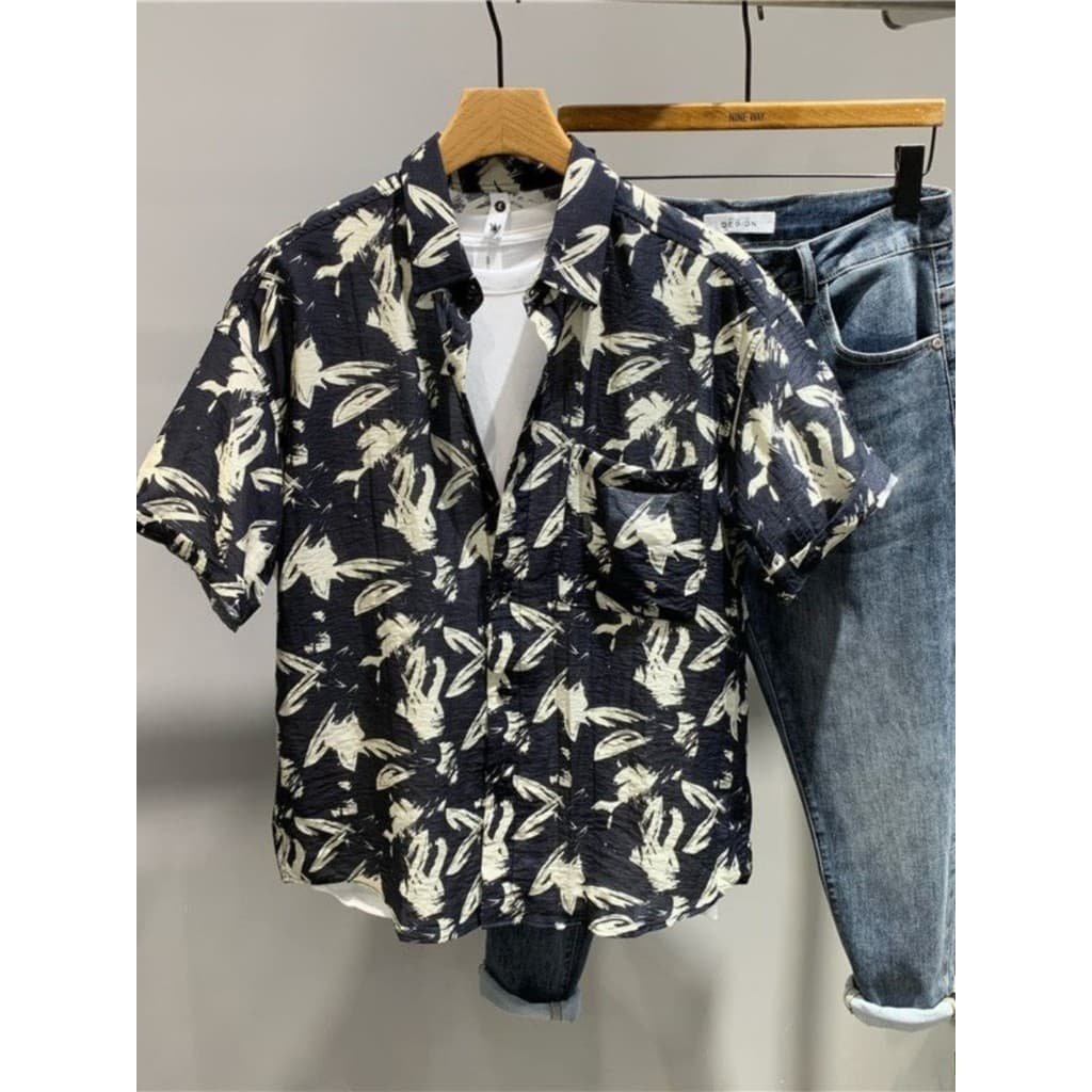 Estilo havaiano estilo japonês verão novo estilo respirável camisa Floral masculina japonês Retro linho solto fino camis