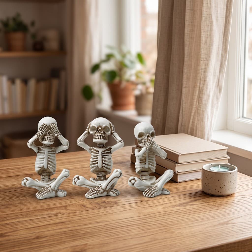 3 Peças Decoração De Esqueleto De Mesa Mini Estatuetas Decorações Em Miniatura Pequenas Para Hosts De Festa , Casa Assom