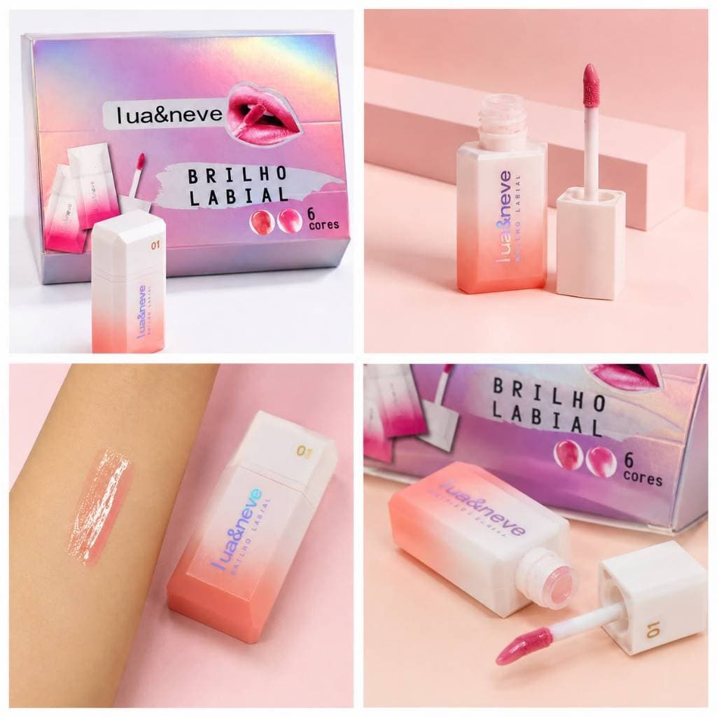 Box Com 24 Uni - Brilho Labial 6 Cores - Lua&Neve