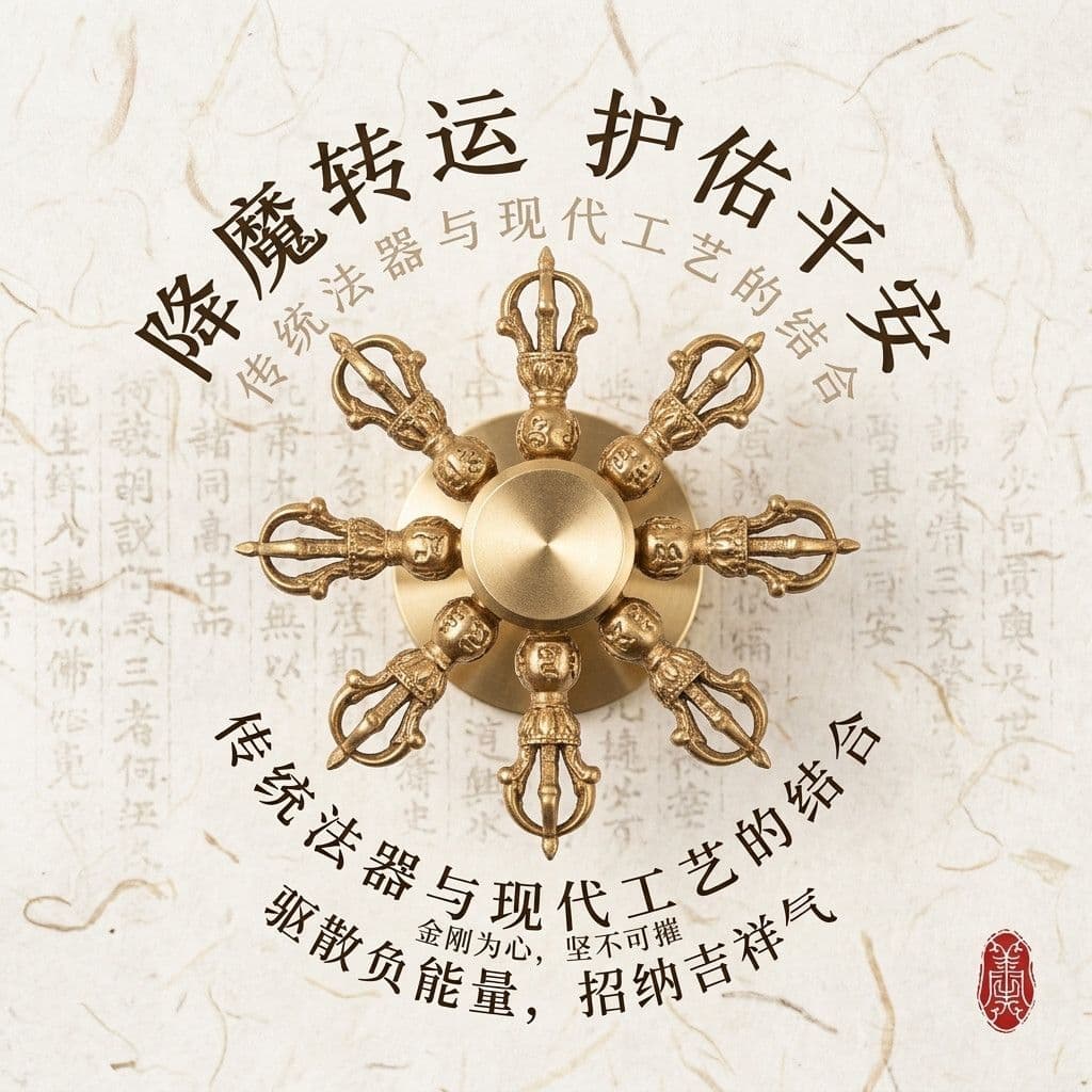 Exquisito Ornamento de Mão Vajra para Alívio do Estresse, Ferramenta Mágica Decorativa Dourada para Girar com os Dedos