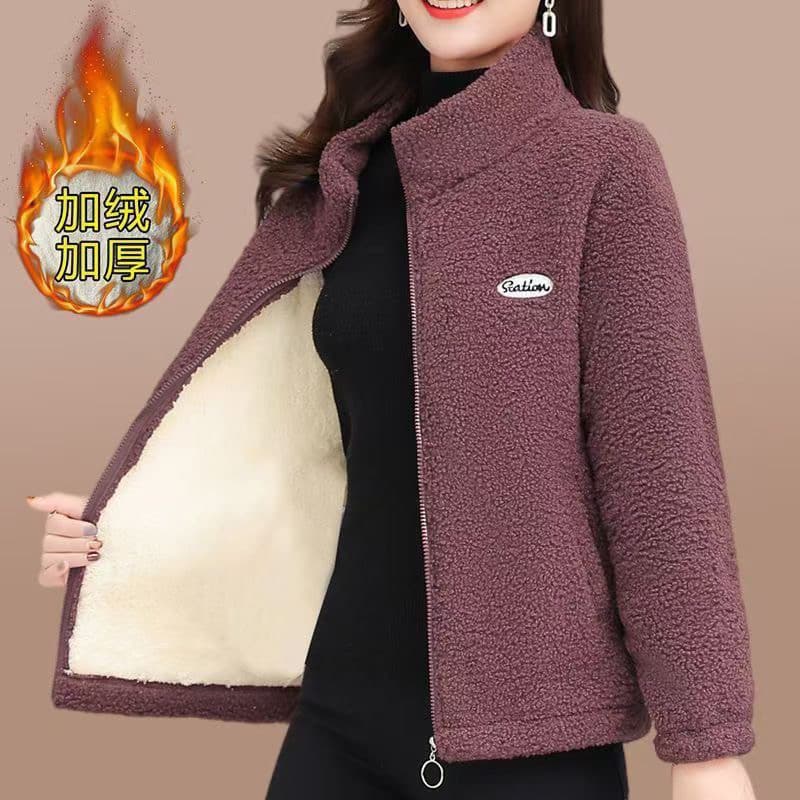 Roupas de outono e inverno para mães, casaco de lã de cordeiro, novo estilo para pessoas de meia-idade e idosas, vestuár