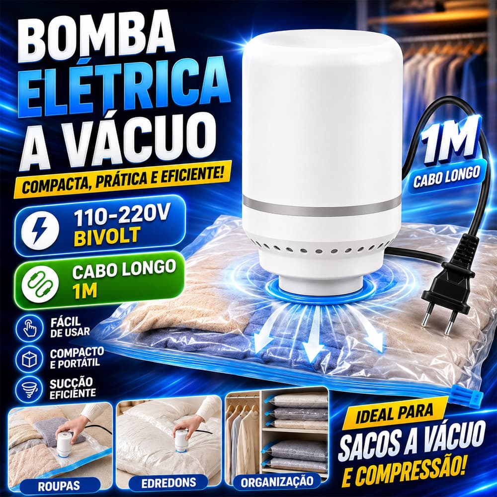 Bomba Elétrica USB 110v 220v Para Saco a Vácuo Organizador de Sucção