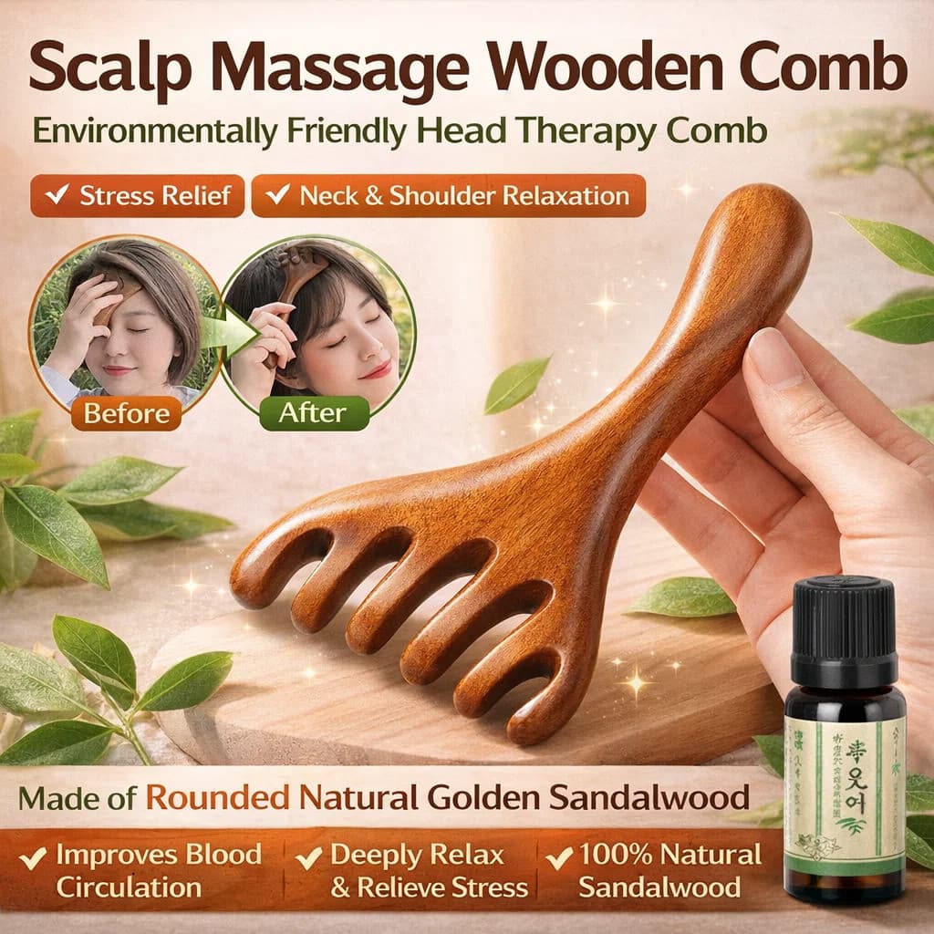 [Material Natural] Resmi Sisir Pijat Cabeça Madeira Cendana/Massagem Eficaz Meridiana