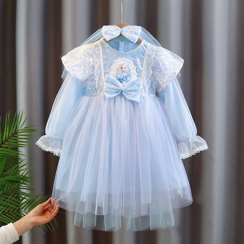 Crianças roupas meninas primavera roupas elsa vestido de princesa bebê estilo ocidental elsa vestido menina Super fada g