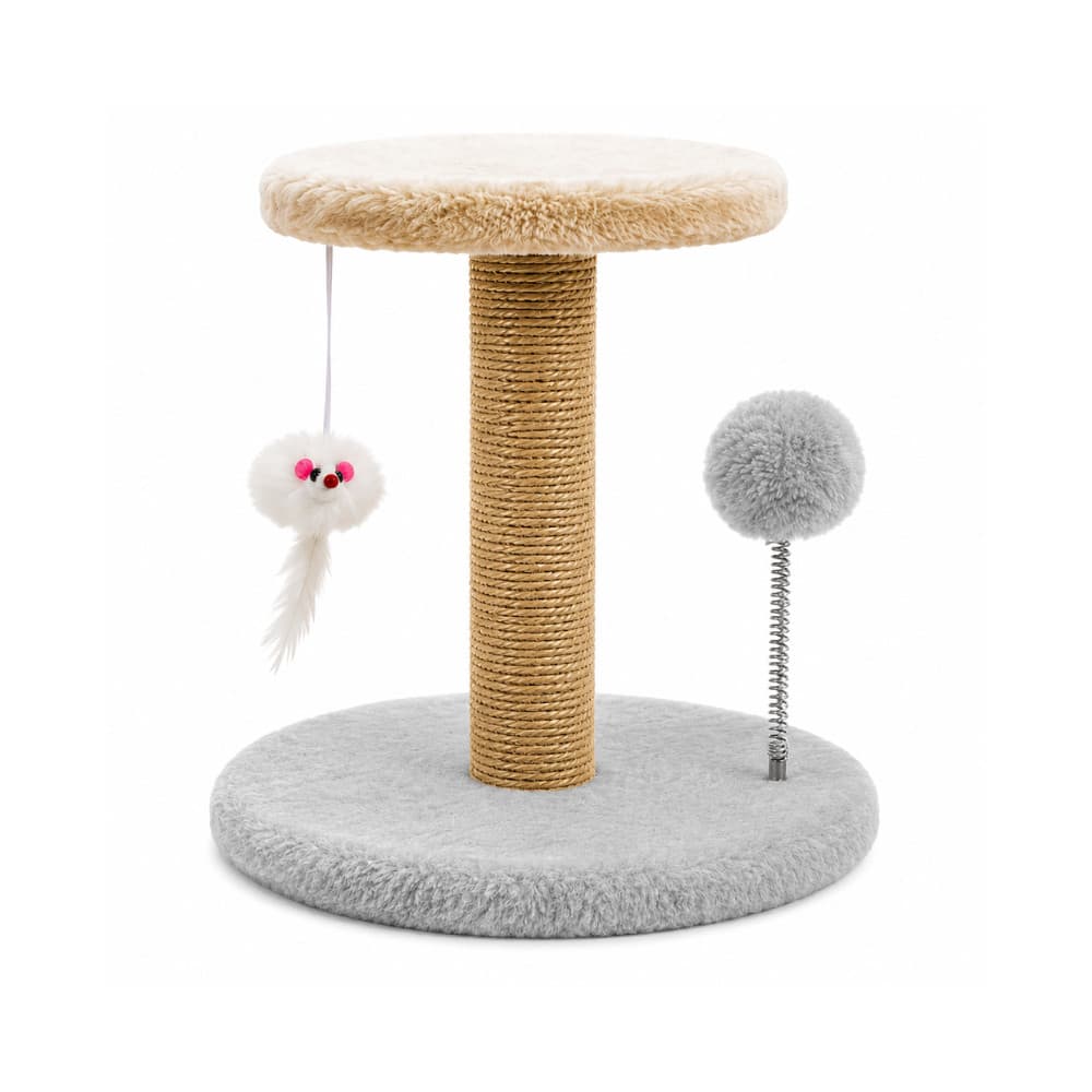Arranhador para Gatos com Poste Sisal Bolinha Suspensa e Ratinho