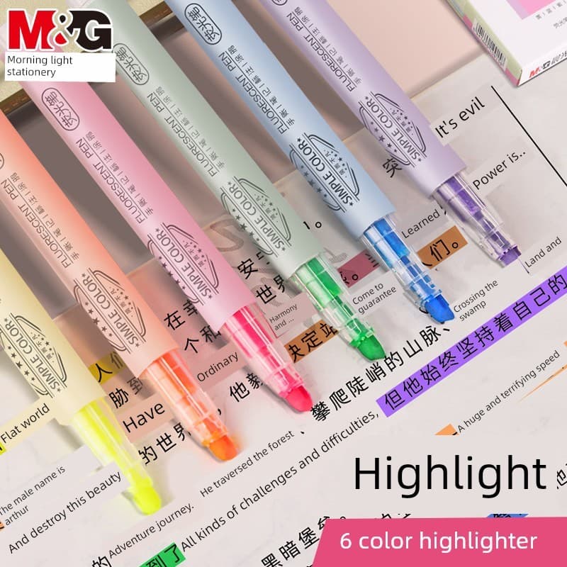 Luz matinal Macaron de alta aparência Proteção para os olhos Série de cores claras Marcador fluorescente Alunos usam pon