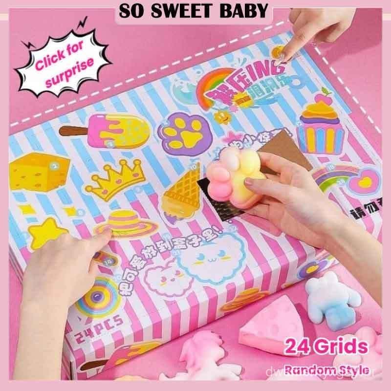 Caixa Surpresa de Brinquedos Squishy com 24 Compartimentos, Brinquedo de Apertar de Retorno Lento, Brinquedo Anti-estres
