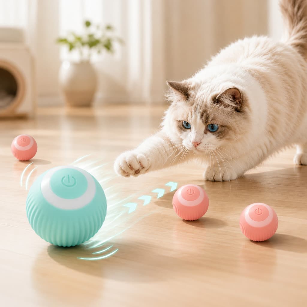 Kit 2 Bolas Inteligentes para Gatos e Cães | Recarregáveis USB com Movimento Automático
