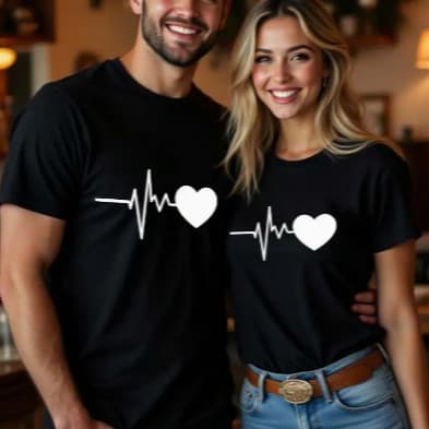 Conjunto Kit Casal Algodão Slim Frequência Amor Minimalista Y2k Camiseta Love Namorados Tendencia