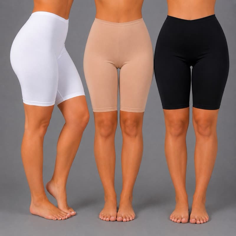 Kit 3 Short Bermuda Anágua Liso Segunda Pele Feminina
