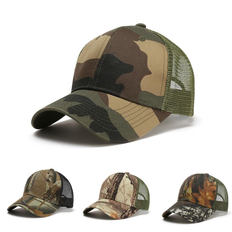 Moda Camuflagem Chapéu De Beisebol Esportes Ao Ar Livre Guarda-Sol Malha Aba Dobrada Protetor Solar Boné