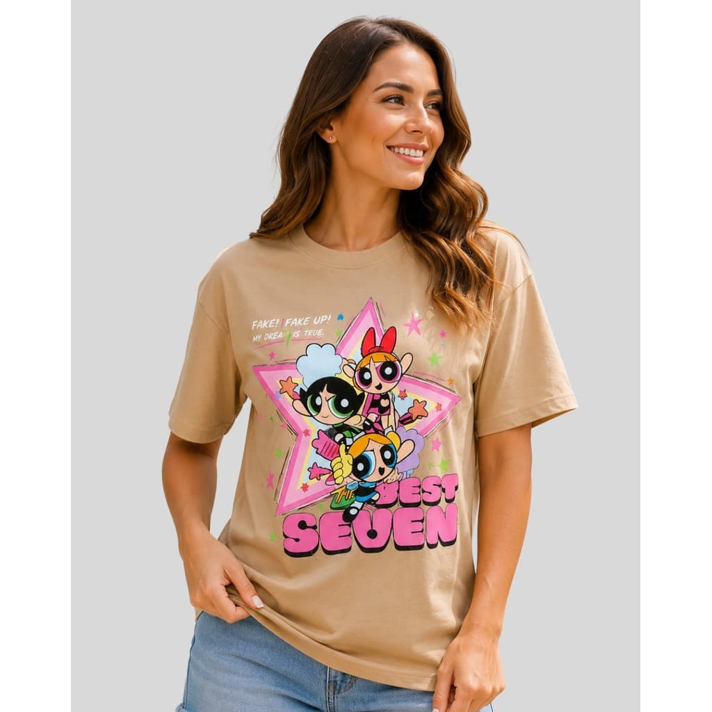Camiseta Blusa T-Shirt  Feminina As Meninas Super Poderosas Estrela 100% Algodão Qualidade Premium Malha Penteada 30.1