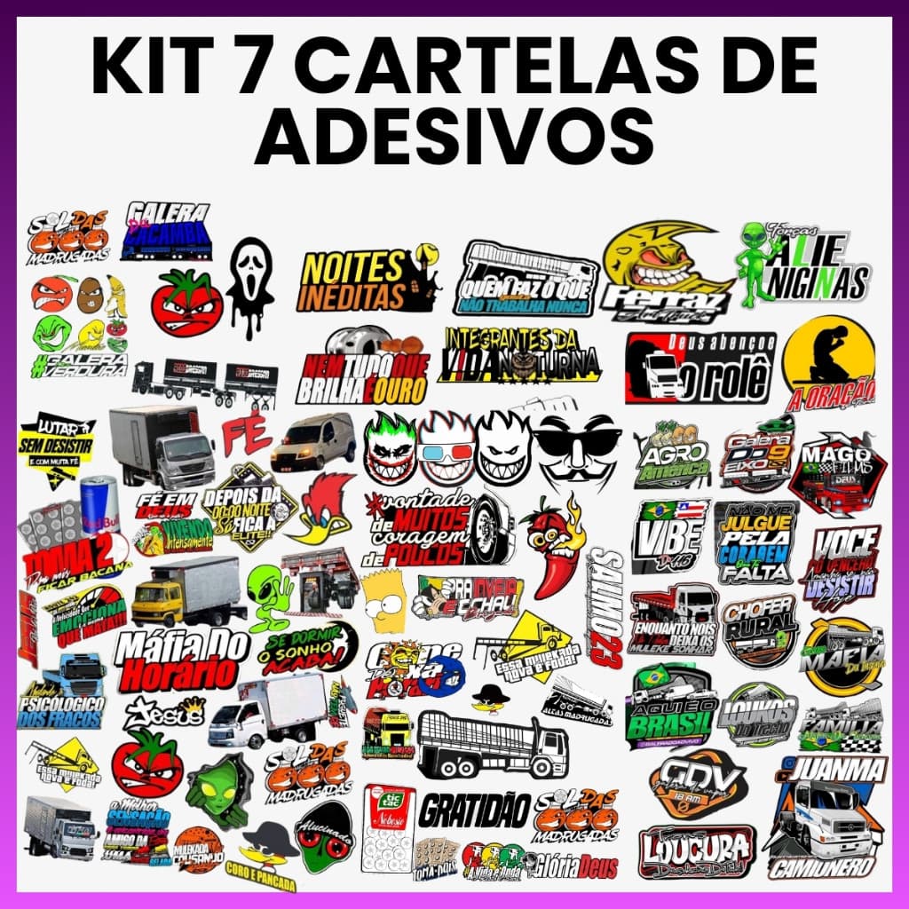 Kit com 7 Cartelas de Adesivos em Vinil Automotivo – Alta Durabilidade e Estilo Personalizado - Pronta Entrega