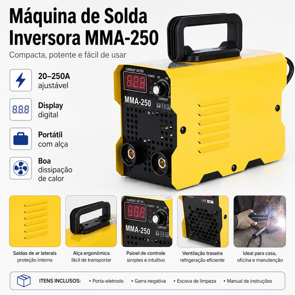 Máquina De Solda Inversora 220V/110V MMA-250 Tecnologia IGBT Ferramenta De Soldagem Portátil S9