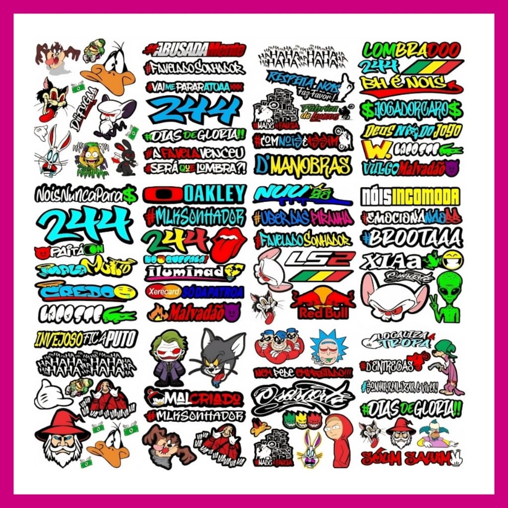 Super Kit de Adesivos em Vinil Automotivo com 12 Cartelas e Mais de 85 Unidades Decorativas