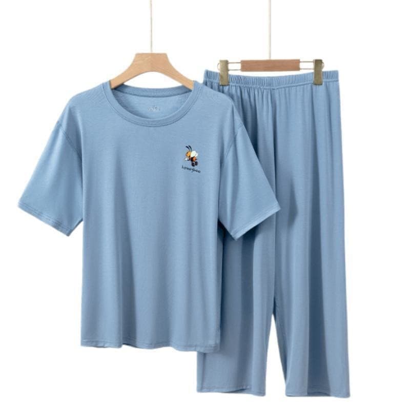 Pijamas modais femininos verão de manga curta Homewear verão feminino em torno do pescoço pijamas feminino verão meninas
