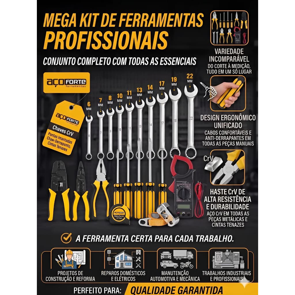 Kit Caixa Jogo Ferramentas Completa Eletricista Manutenção G