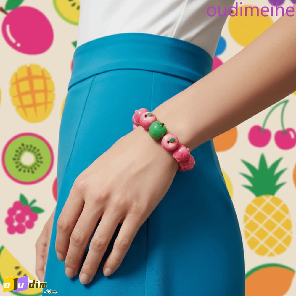 Pulseira Oudimei e de resina de frutas, acessório de pulso elástico de verão que estimula a dopamina, mangostão EKGS.