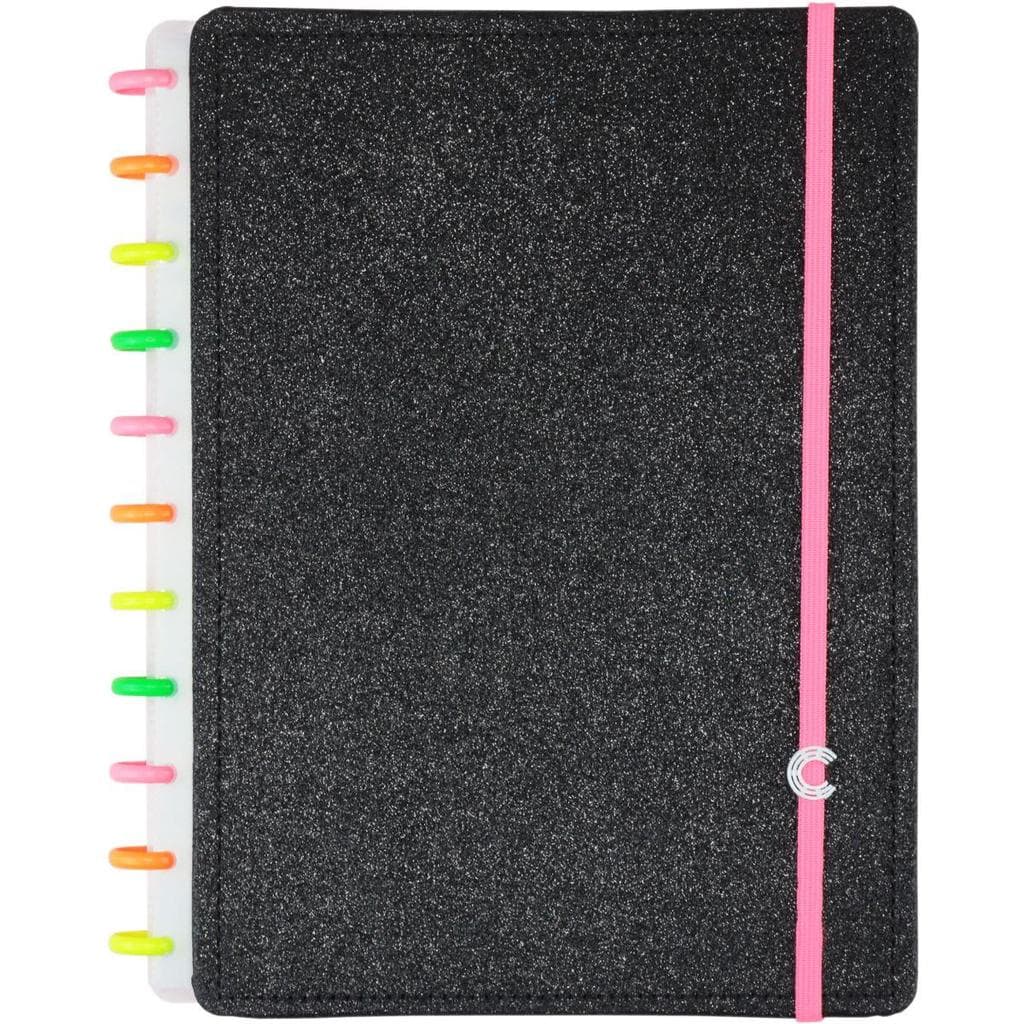 Caderno Inteligente Grande Lets Glitter Neon Black 80 folhas - Caderno Inteligente
