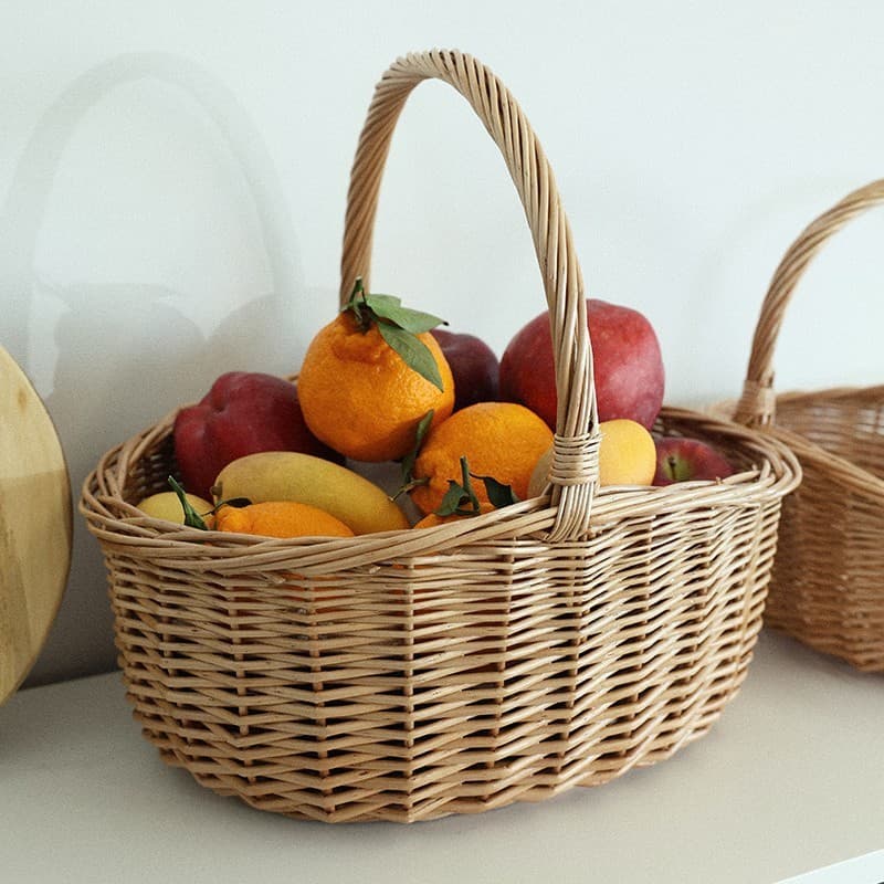 Cesta de vime de bambu cesta de compras pequena cesta de mão cesta de piquenique suprimentos influenciador cesta de arma