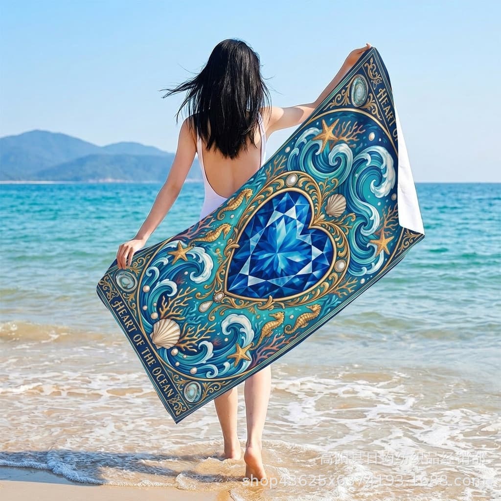 YHMBY3949 Protetor solar de microfibra Toalha de praia de secagem rápida absorvente de água dupla face veludo Extra espe