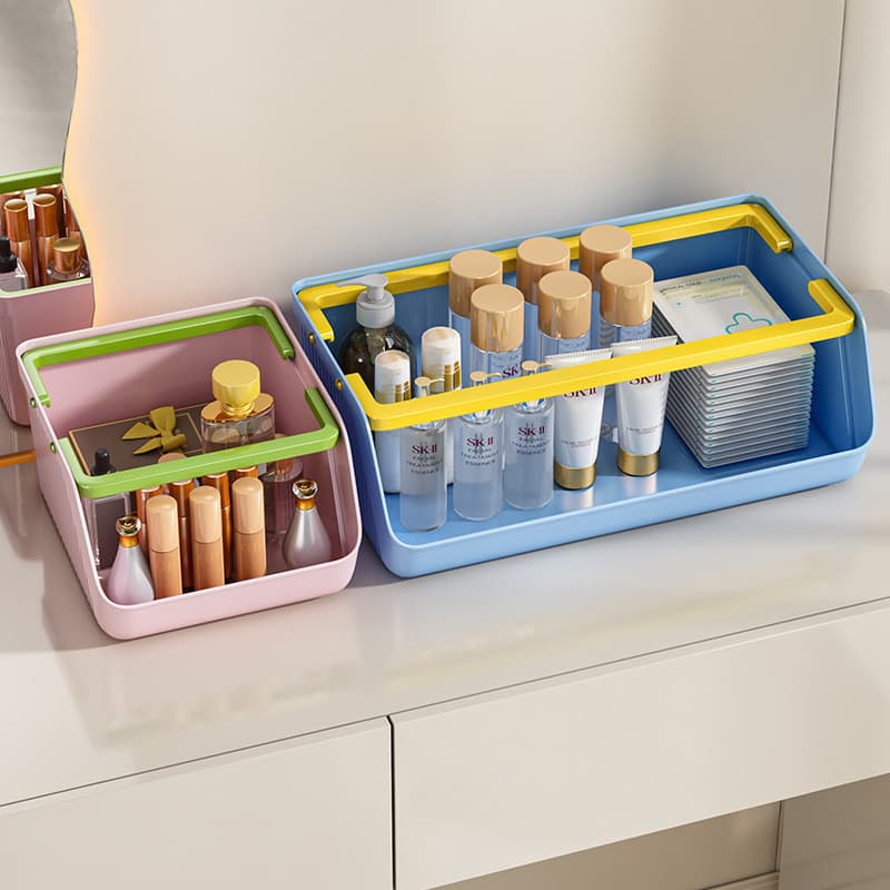Caixa de armazenamento de cosméticos de mesa boca Diagonal de grande capacidade empilhável cesta de armazenamento portát