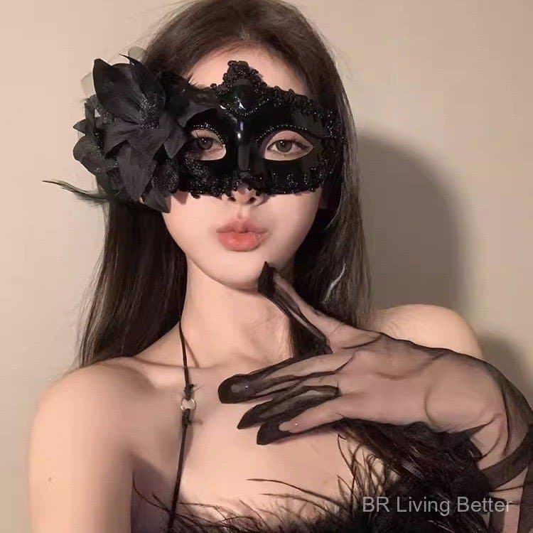 Máscara cosmética, máscara sensual de renda para meia face para mulheres, para festas de formatura, máscara facial com p