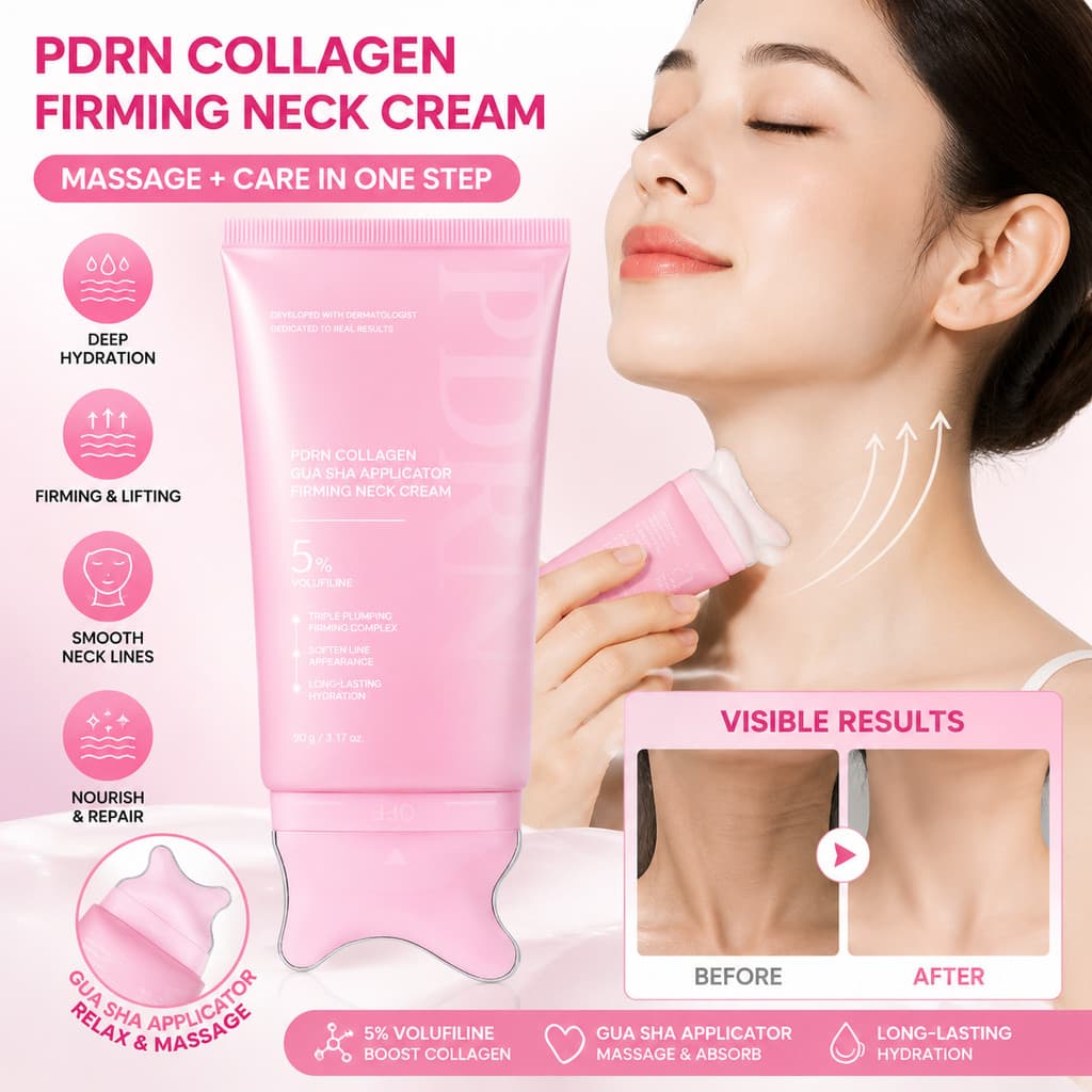 Creme Reafirmante Para Pescoço E Ombros 90g-Complexo De Colágeno PDRN , Fórmula Hidratante , Vem Com Ferramenta De Massa