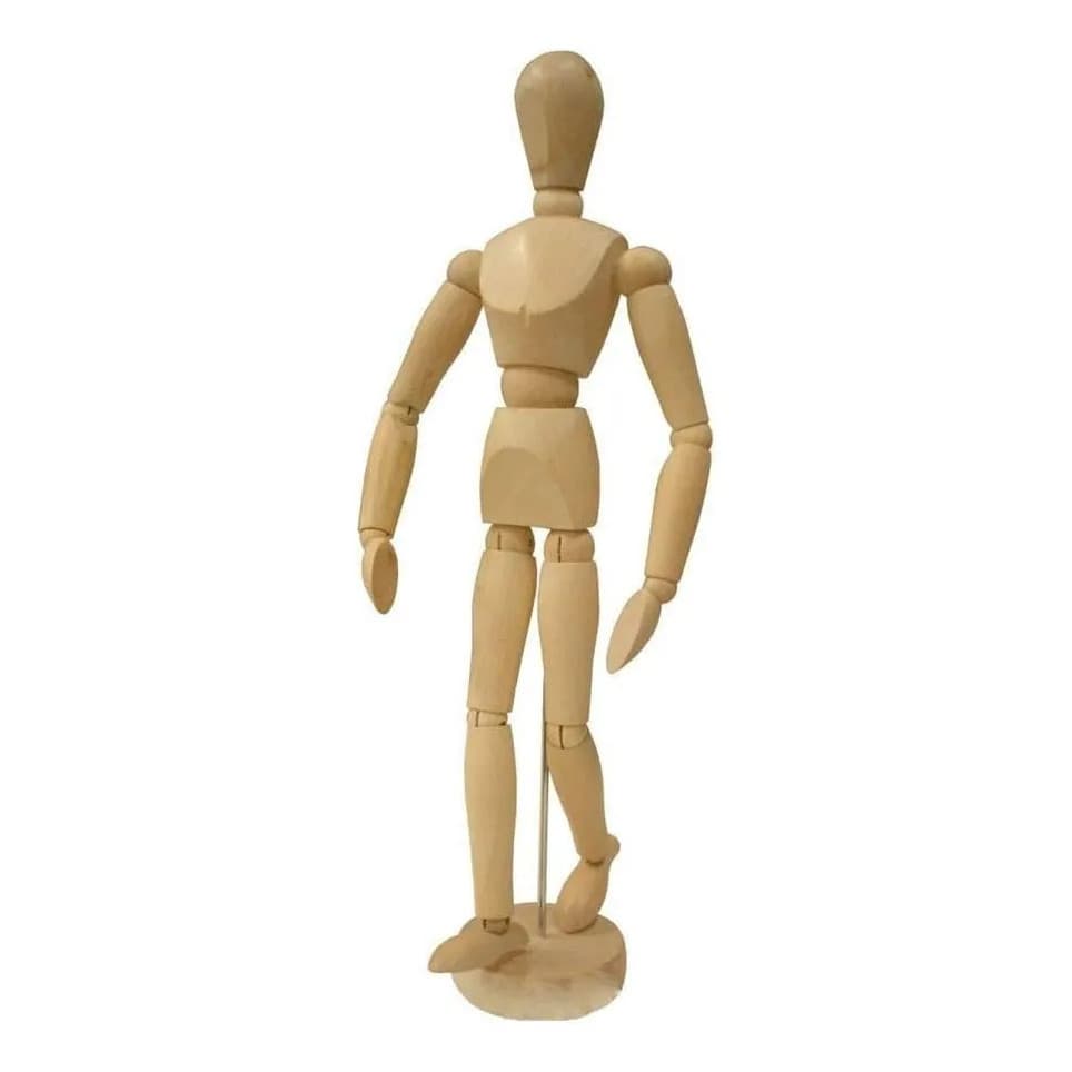 Boneco Articulado Em Madeira 30,5cm Uso Artístico Ou Profissional estudos poses