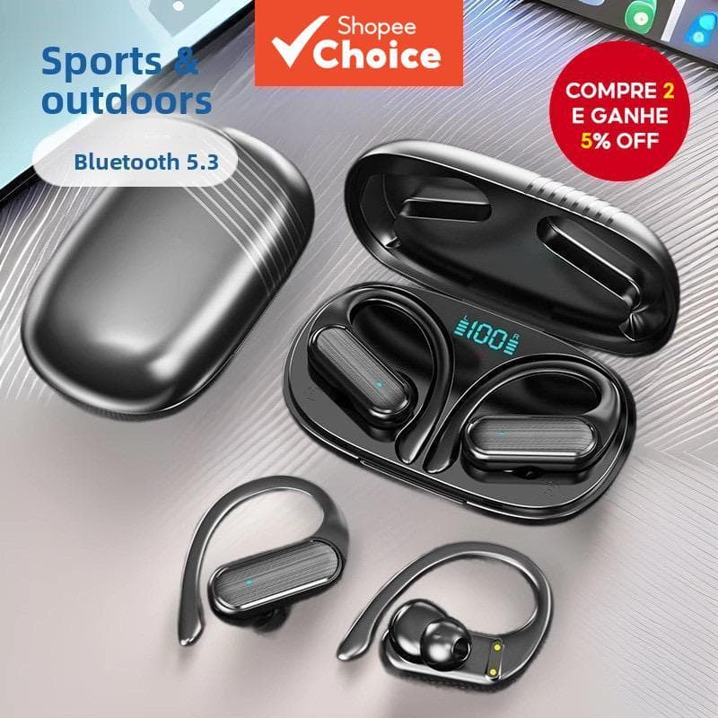 Fones de Ouvido A520 Bluetooth Sem Fio, Fones de Ouvido com Gancho para Orelha, Super Graves HiFi Estéreo, Controle por
