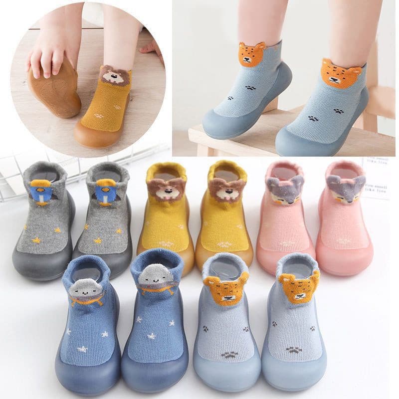 Unisex Baby Shoes Anti-slip Cartoon Animal Fox Pré-Caminhante Infantil First Walkers Boys Borracha De Sola Macia Para O