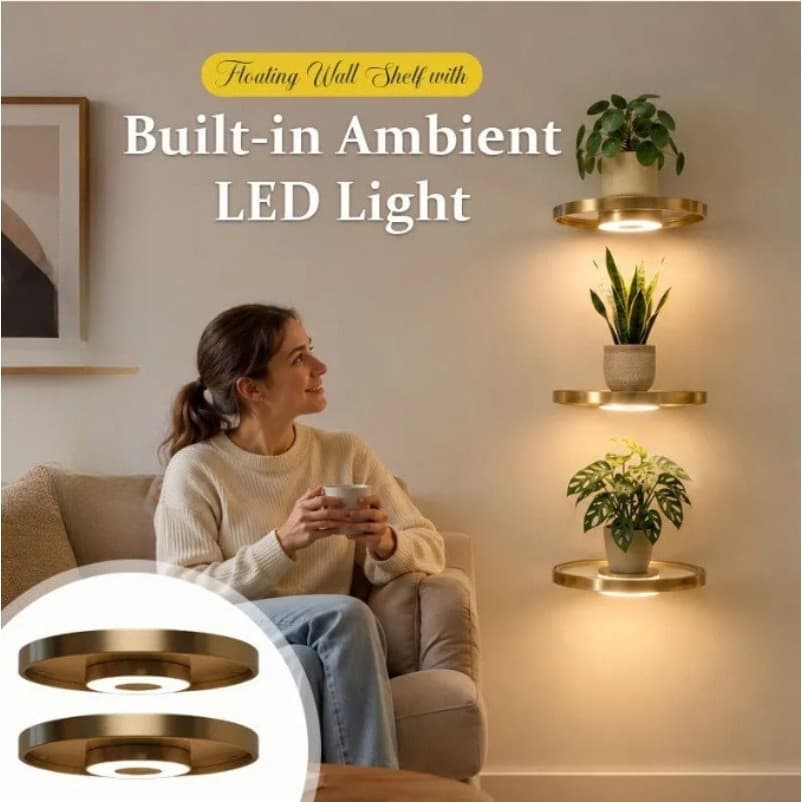 Prateleira De Exibição LED Montada Na Parede , Design Flutuante Moderno Com Iluminação Embutida Para Detalhes