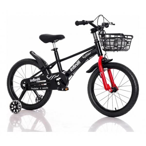 Bicicleta Infantil Aro 14 Preta com Vermelho Infiniti Kids