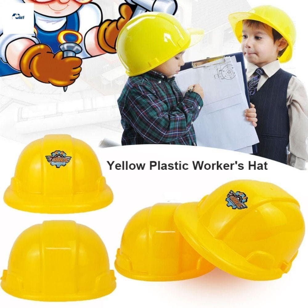 Capacete De Trabalhador De Construção Infantil-Chapéu De Plástico Amarelo Para Festa De Aniversário De Cosplay
