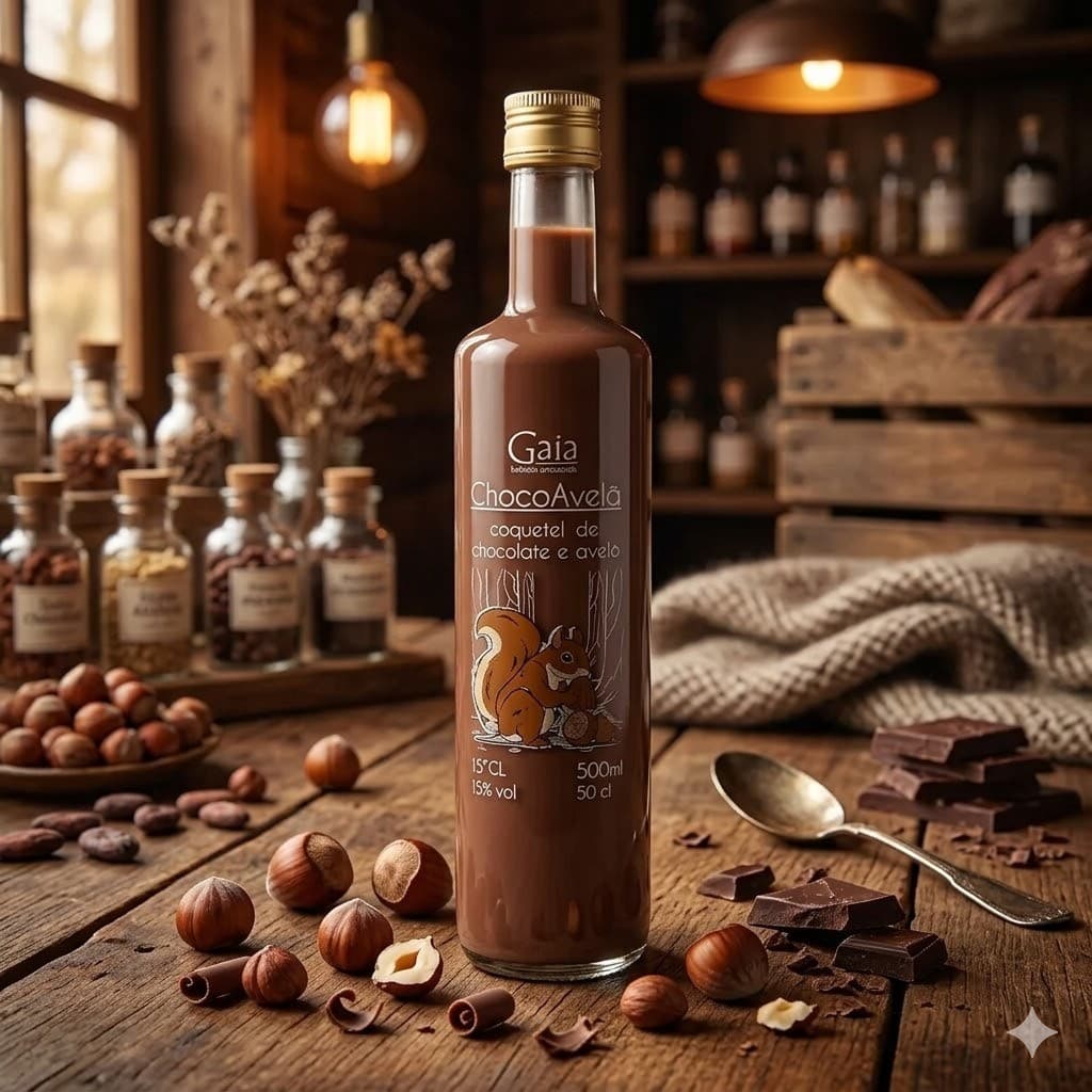 Licor/Coquetel de Chocolate e Avelã Mãe Gaia 500ml